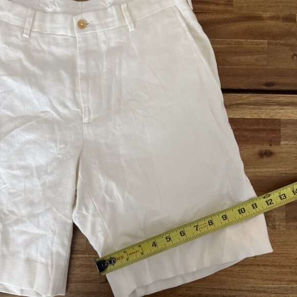 ANDERSON & SHEPPARD Savile Row Chino Shorts - White - Size 32 100% Linen READ - Picture 15 of 16